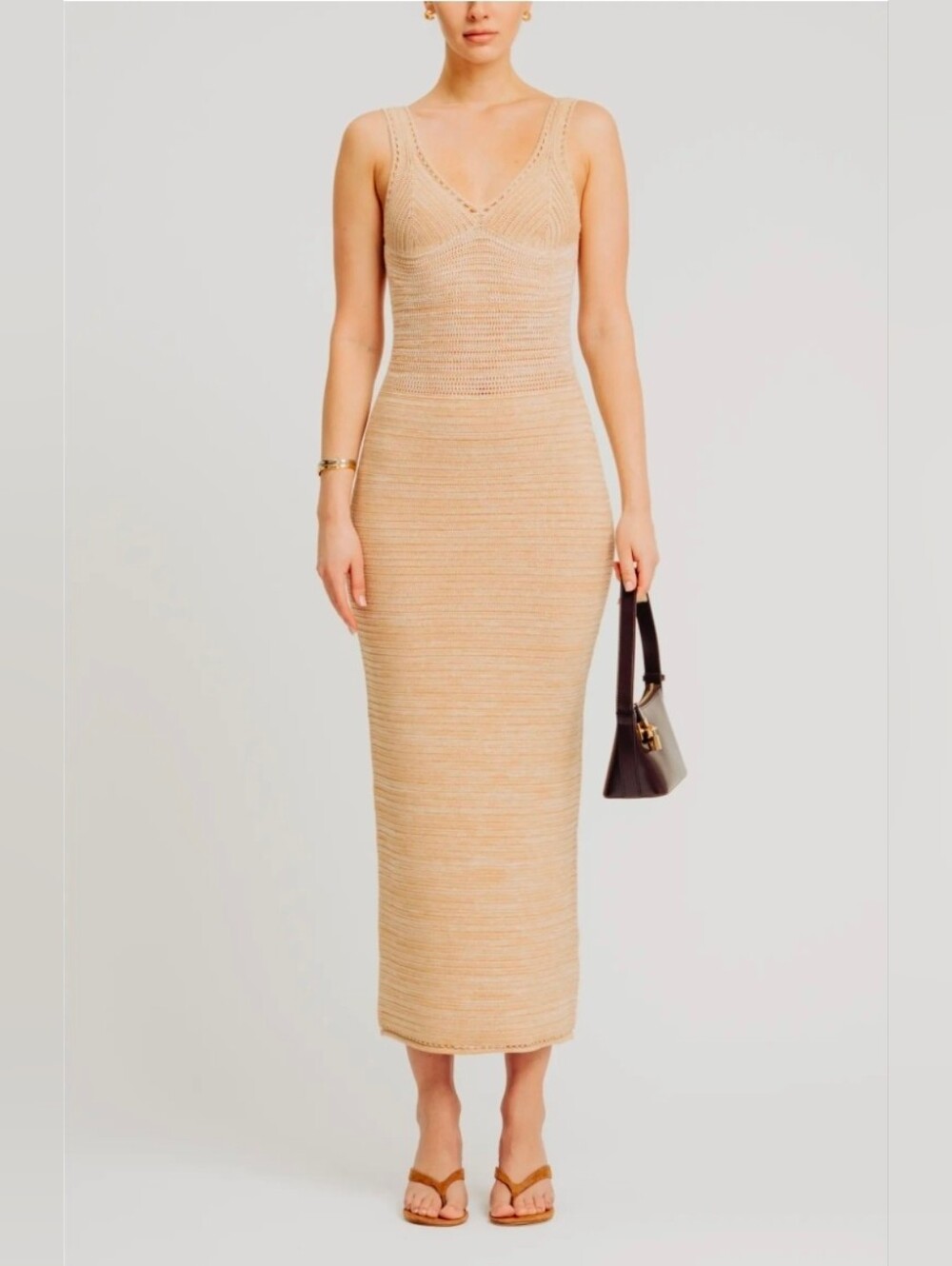 NWT Torn by Ronny Kobo Madi Midi Dress Lark White Crochet Knit Size S